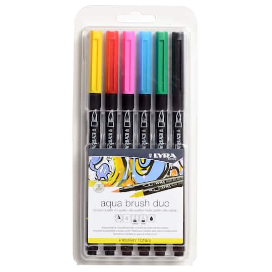 Lyra Aqua Brush Duo Dual Tip Marker Set, 6ct.